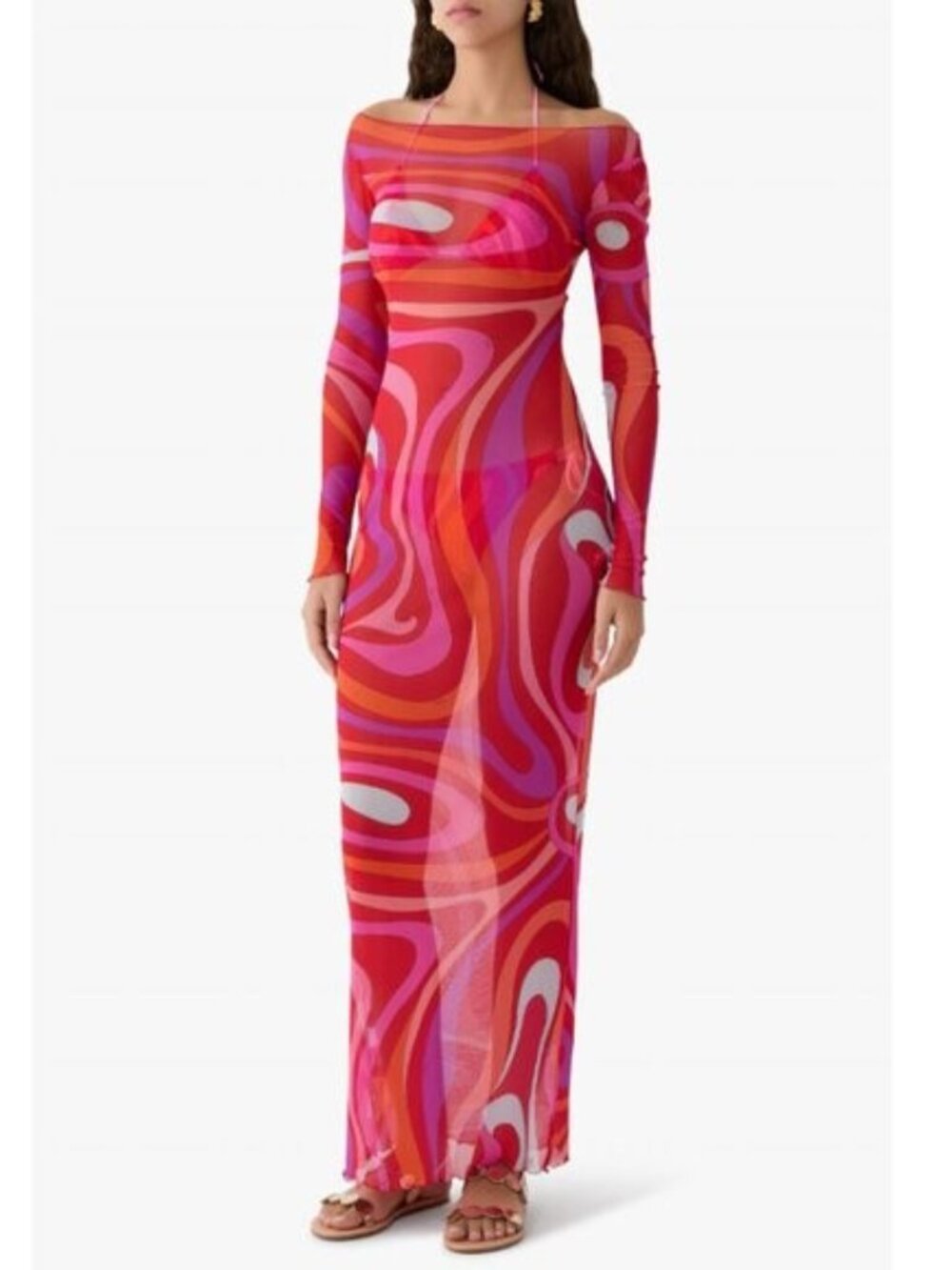 NWOT ！Pucci Marmo semi-sheer maxi dress - Picture 2 of 9